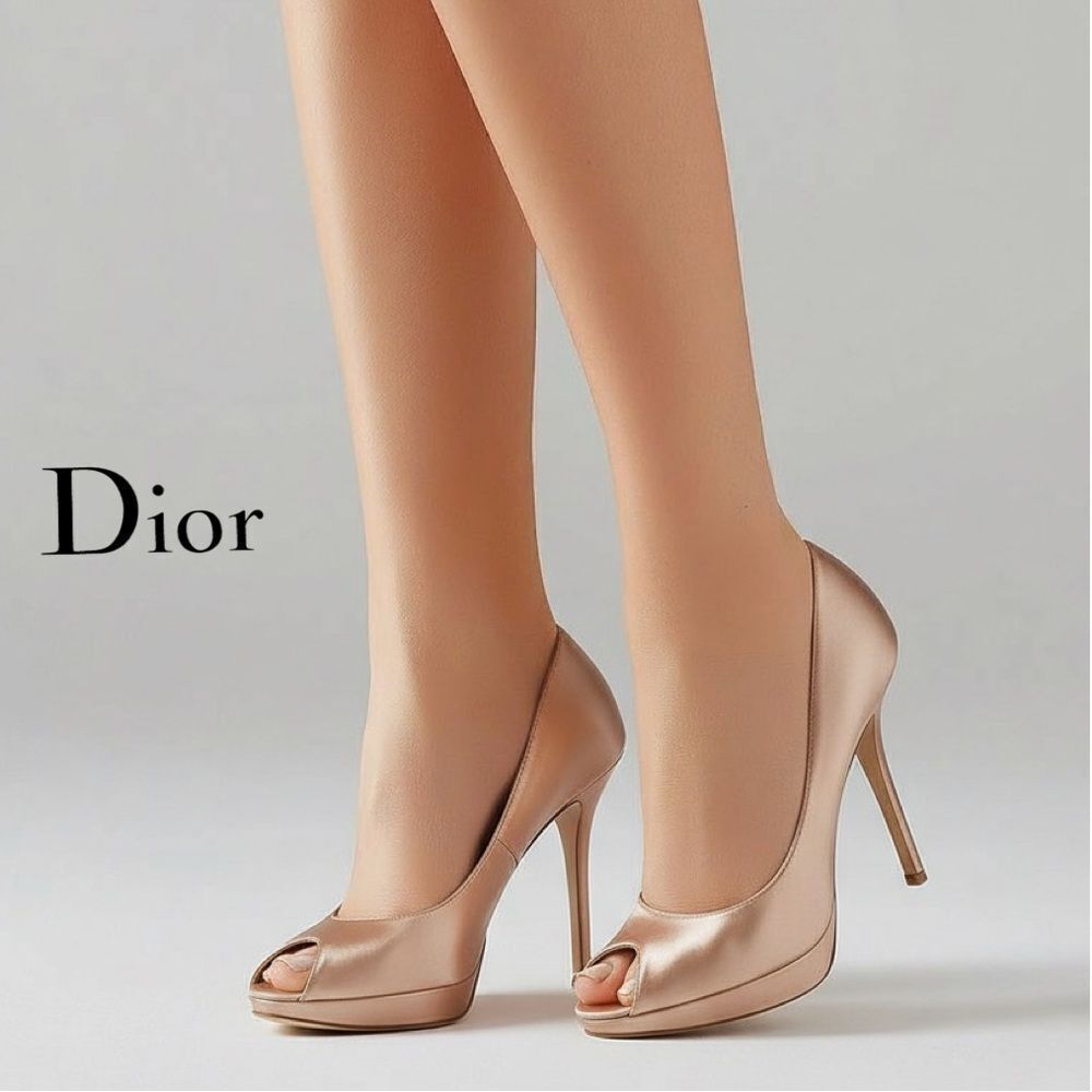 DIOR Vintage Bronze Pink leather peep toe platform pumps High Heels size 6